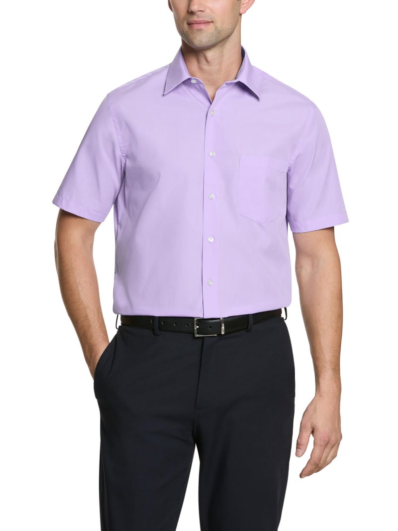 Van Heusen Men's Short Sleeve Dress Shirt Regular Fit Poplin Solid, Lavender, 16" Neck - Image 1